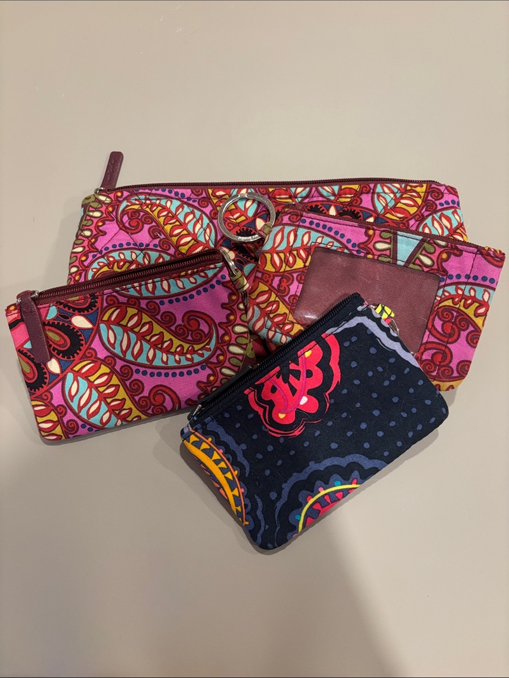 Vera Bradley Multicolor Paisley Wristlet Set with Pink Accents - Picture 2 of 2
